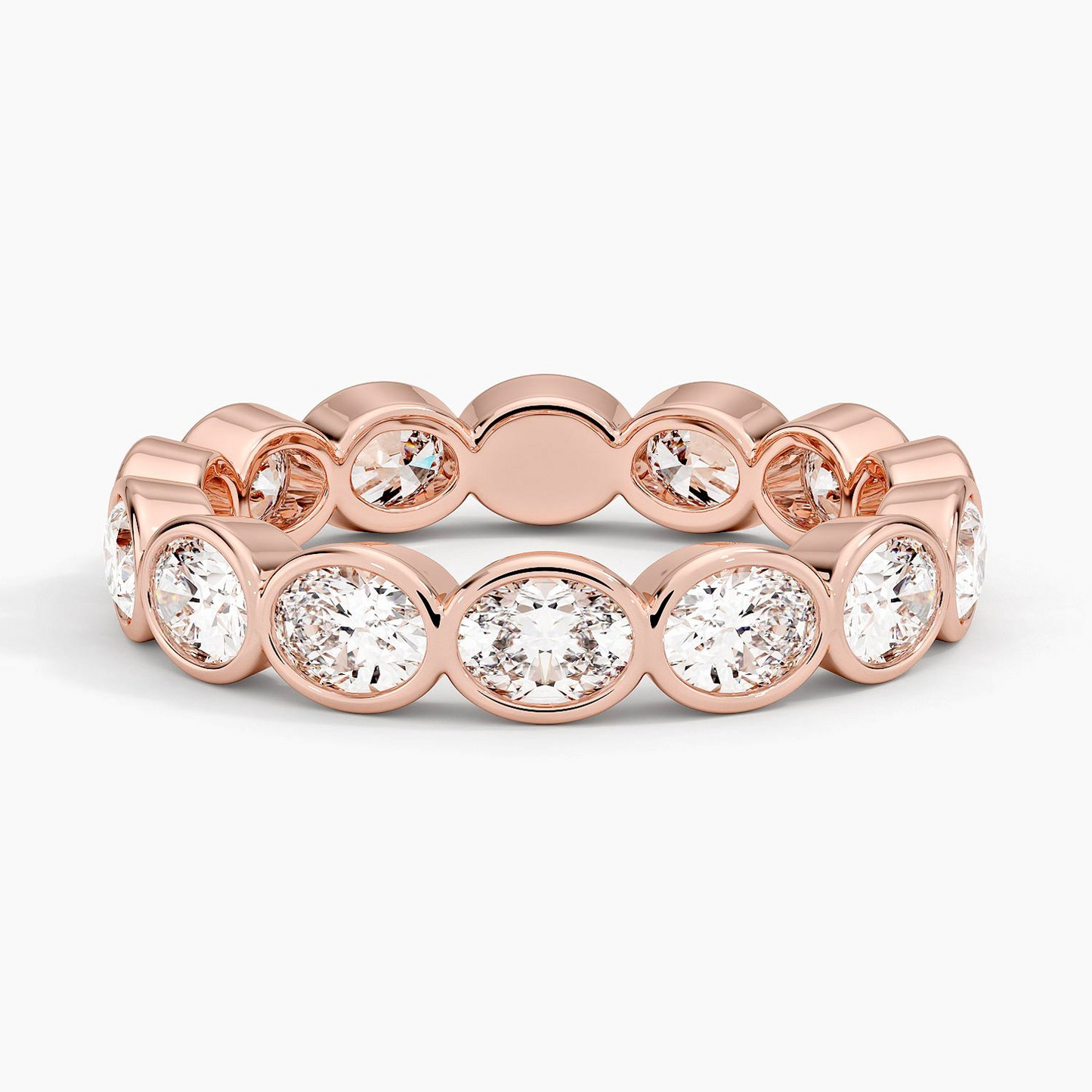 East West Bezel Oval Eternity Lab Diamond Diamond Wedding Band