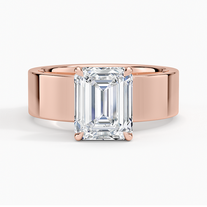 2CT Emerald Lab Grown Diamond Gold Solitaire Ring
