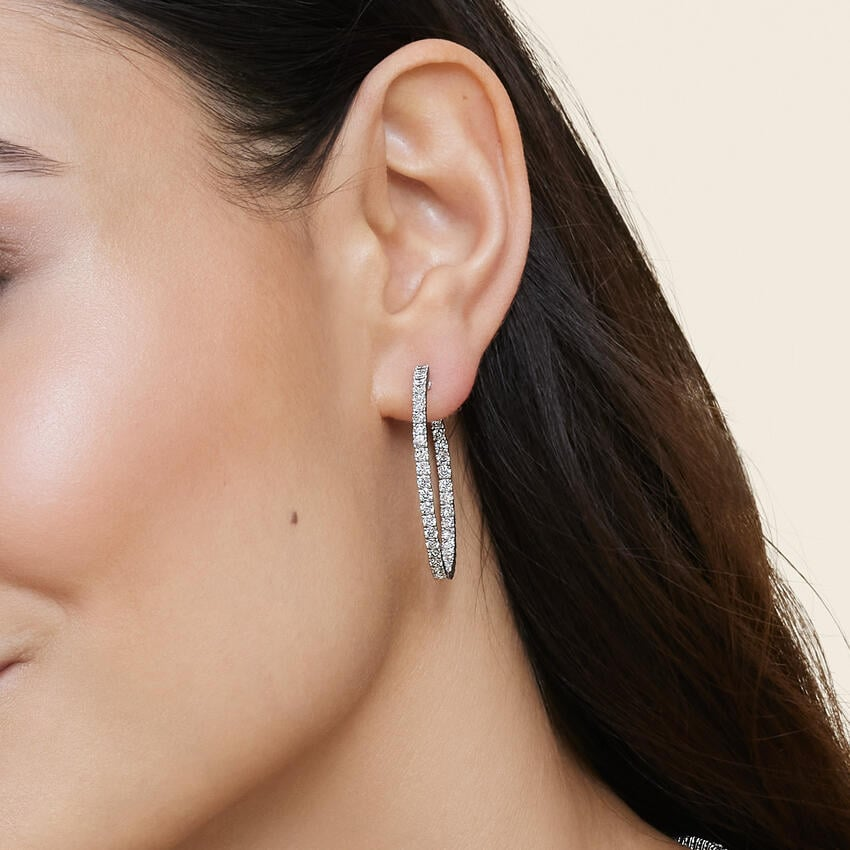 Large Perfect Luxe Hoop Lab Grown Diamond Earrings