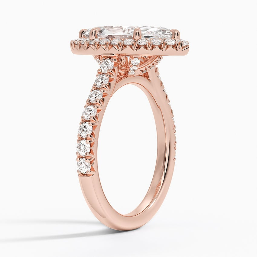 21/2 CT Marquise Lab Grown Diamond Gold Halo Engagement Ring