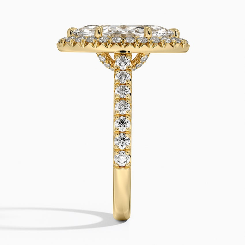 21/2 CT Marquise Lab Grown Diamond Gold Halo Engagement Ring