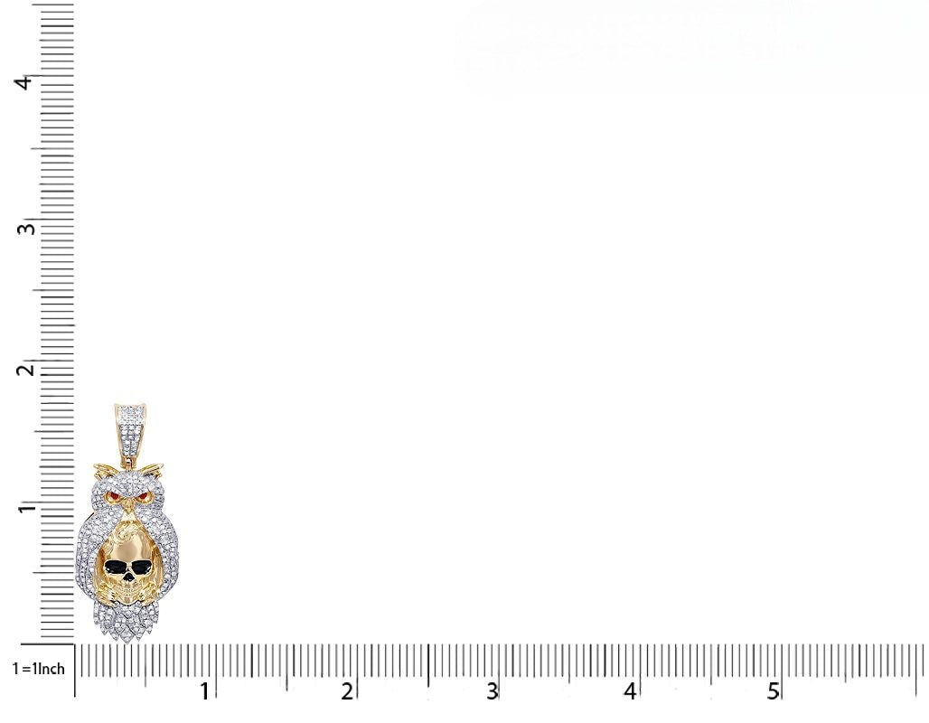 0.51 CTW Lab Grown Diamond 10K Gold Owl-Skeleton Pendant