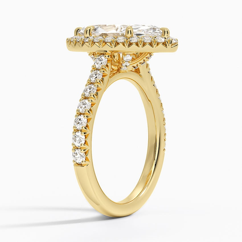 21/2 CT Marquise Lab Grown Diamond Gold Halo Engagement Ring
