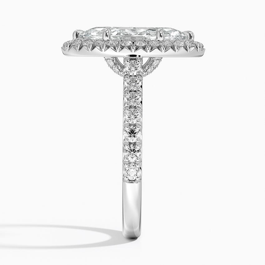 21/2 CT Marquise Lab Grown Diamond Gold Halo Engagement Ring