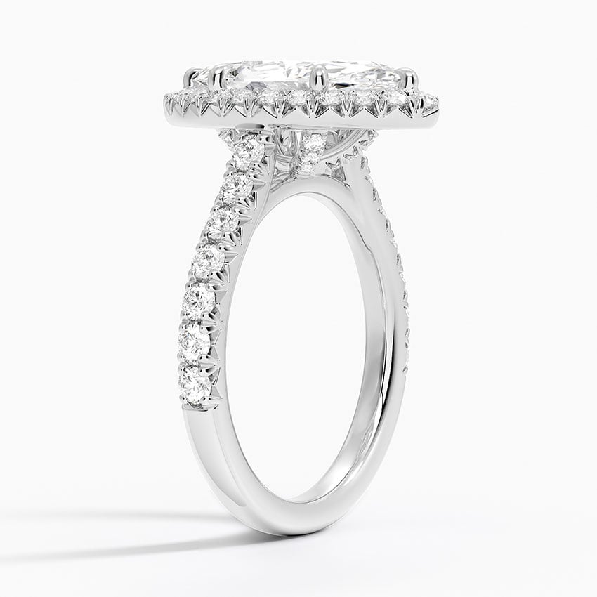 21/2 CT Marquise Lab Grown Diamond Gold Halo Engagement Ring