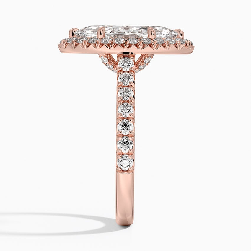 21/2 CT Marquise Lab Grown Diamond Gold Halo Engagement Ring