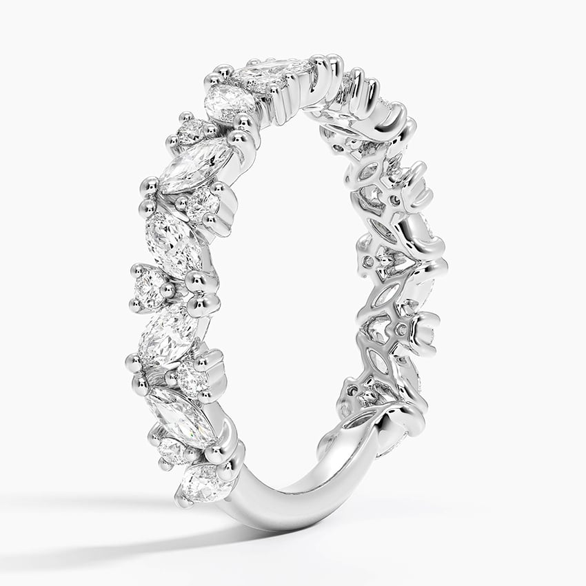 1.02CTW Marquise And Round Lab Grown Diamond Yellow Gold Wedding Band