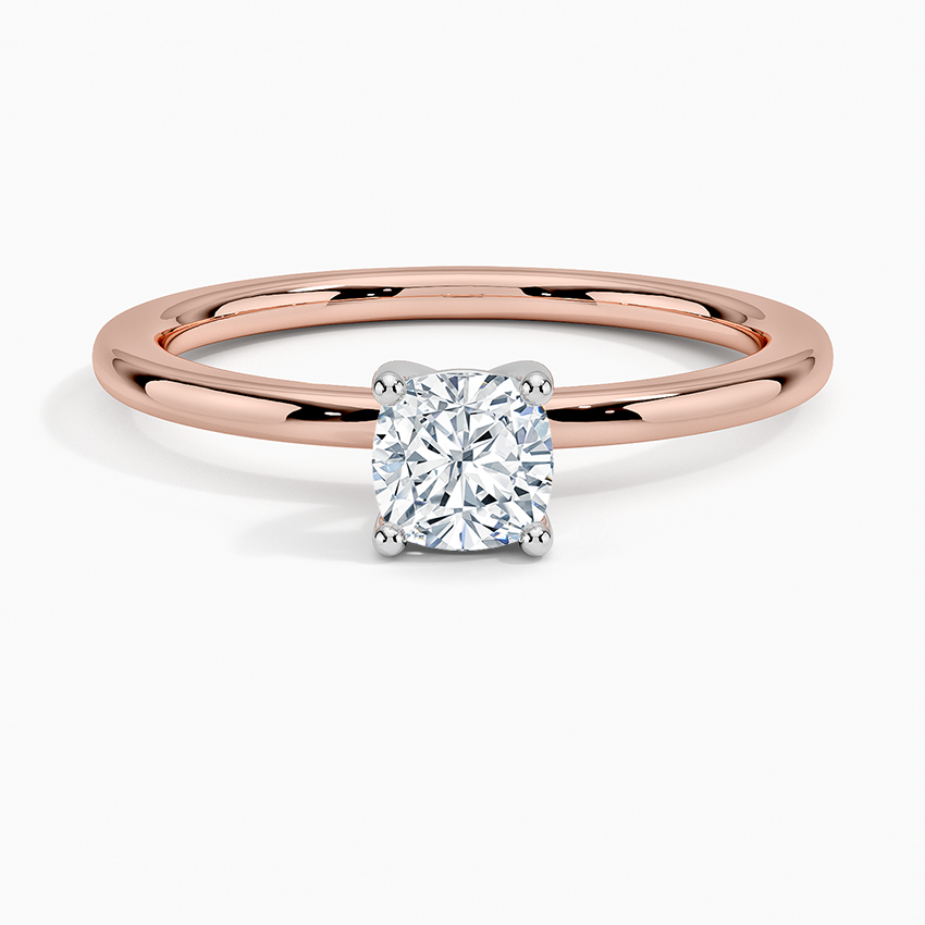 1/2 Cushion Lab Grown Diamond Gold Two Tone Solitaire Ring