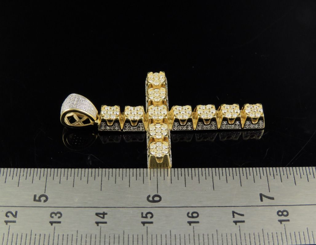 2 Inch Cluster Set Lab Grown Diamond Cross Pendant