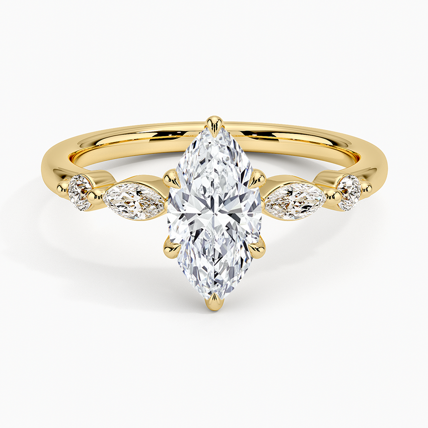 1CT Marquise Lab Grown Diamond Gold Engagement Ring
