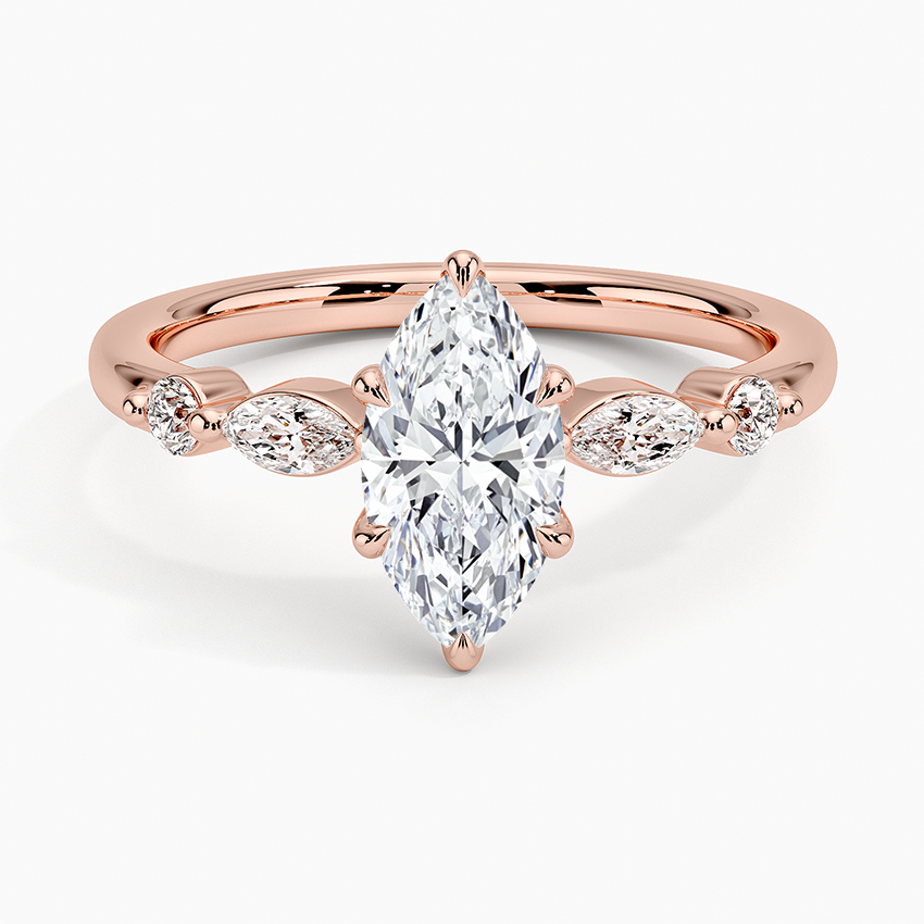 1CT Marquise Lab Grown Diamond Gold Engagement Ring