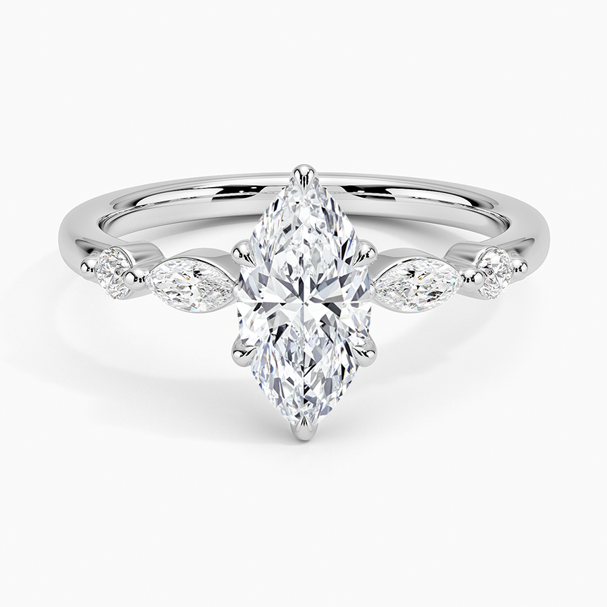 1CT Marquise Lab Grown Diamond Gold Engagement Ring