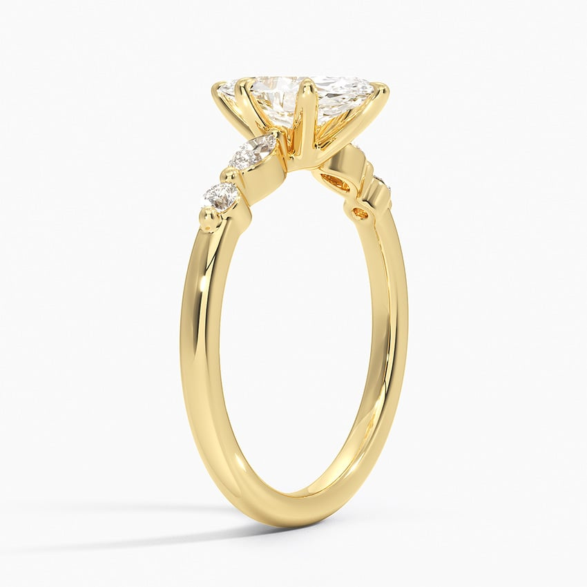 1CT Marquise Lab Grown Diamond Gold Engagement Ring