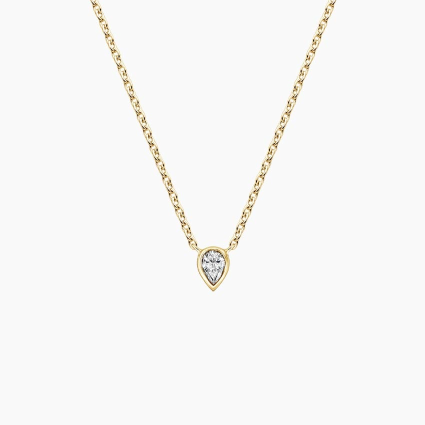 1/10 CTW Lab Grown Diamond Pear Bezel Solitaire Pendant