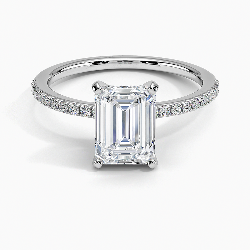 1 1/2 Emerald Lab Grown Diamond Gold Engagement Ring