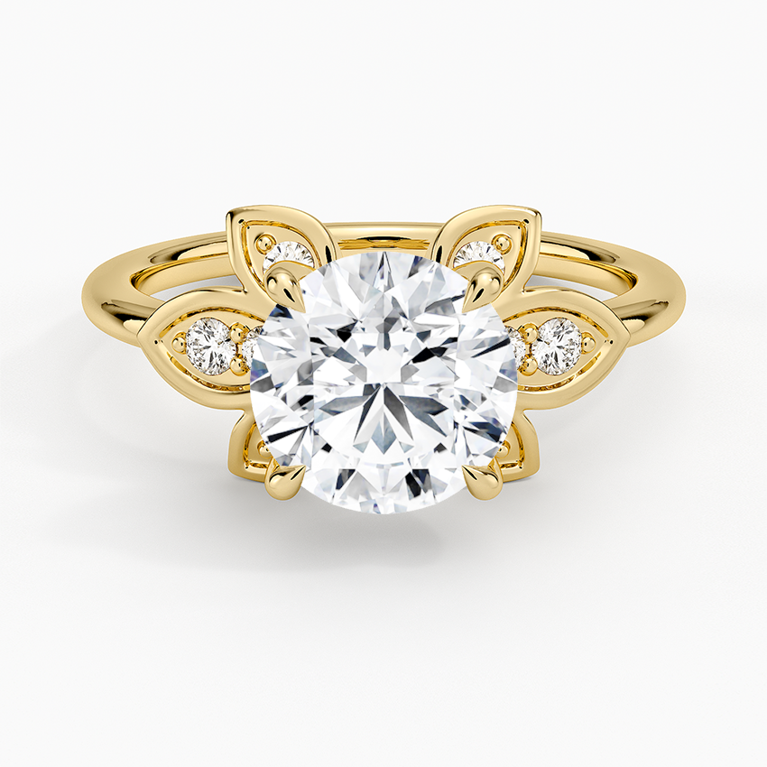 2CT Round Lab Grown Diamond Flower Engagement Ring