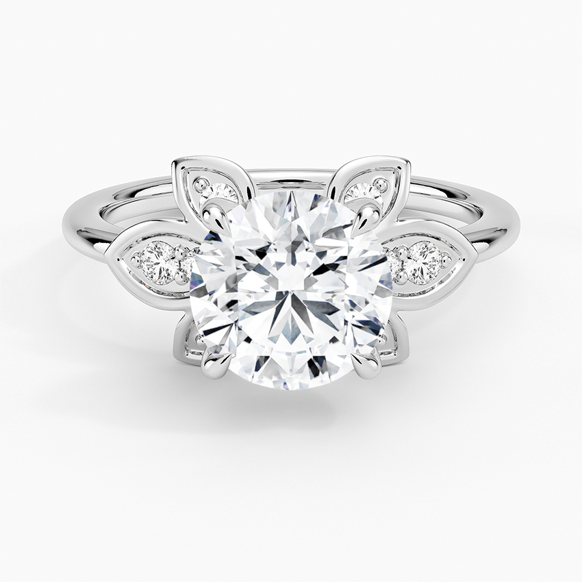 2CT Round Lab Grown Diamond Flower Engagement Ring