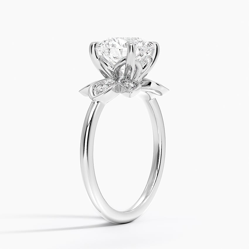 2CT Round Lab Grown Diamond Flower Engagement Ring