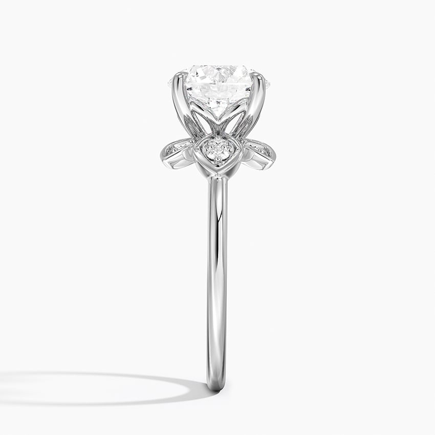 2CT Round Lab Grown Diamond Flower Engagement Ring