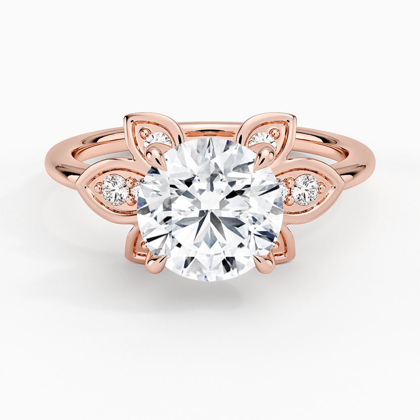2CT Round Lab Grown Diamond Flower Engagement Ring