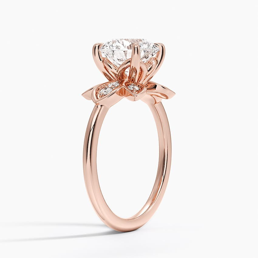 2CT Round Lab Grown Diamond Flower Engagement Ring