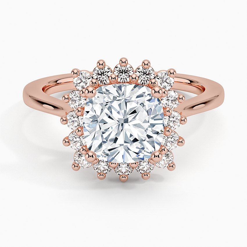 2CT Cushion Lab Grown Diamond Halo Engagement Ring