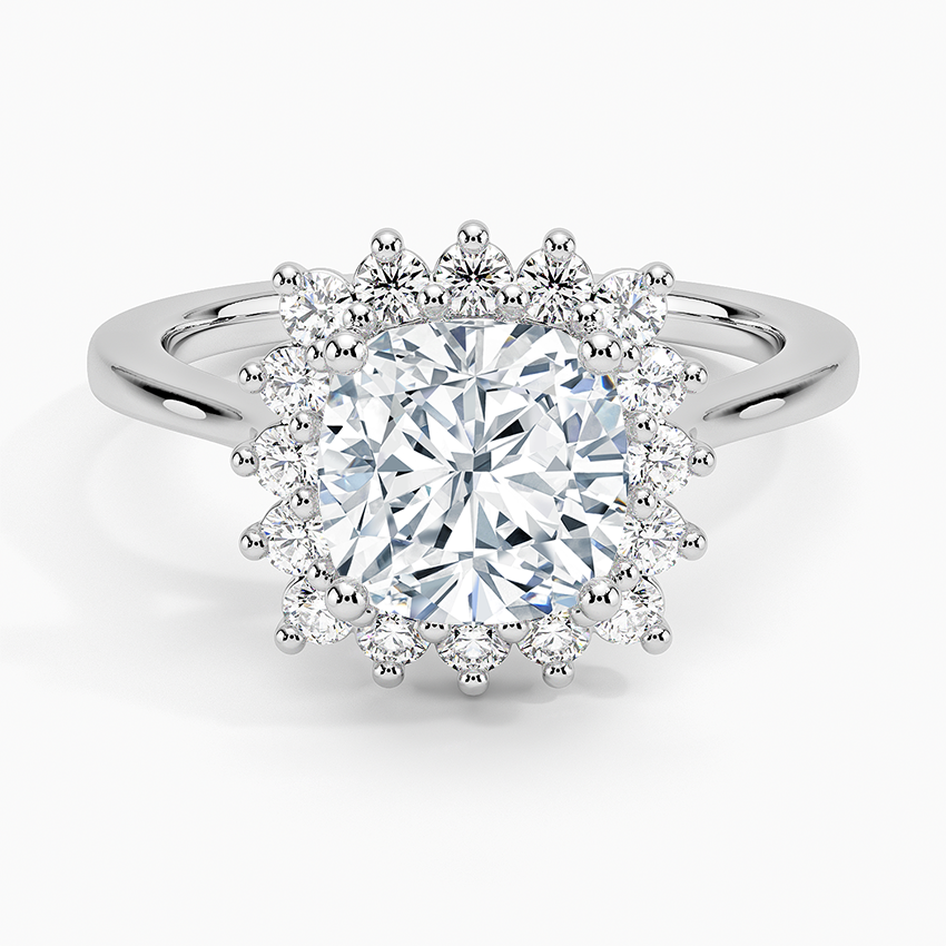 2CT Cushion Lab Grown Diamond Halo Engagement Ring