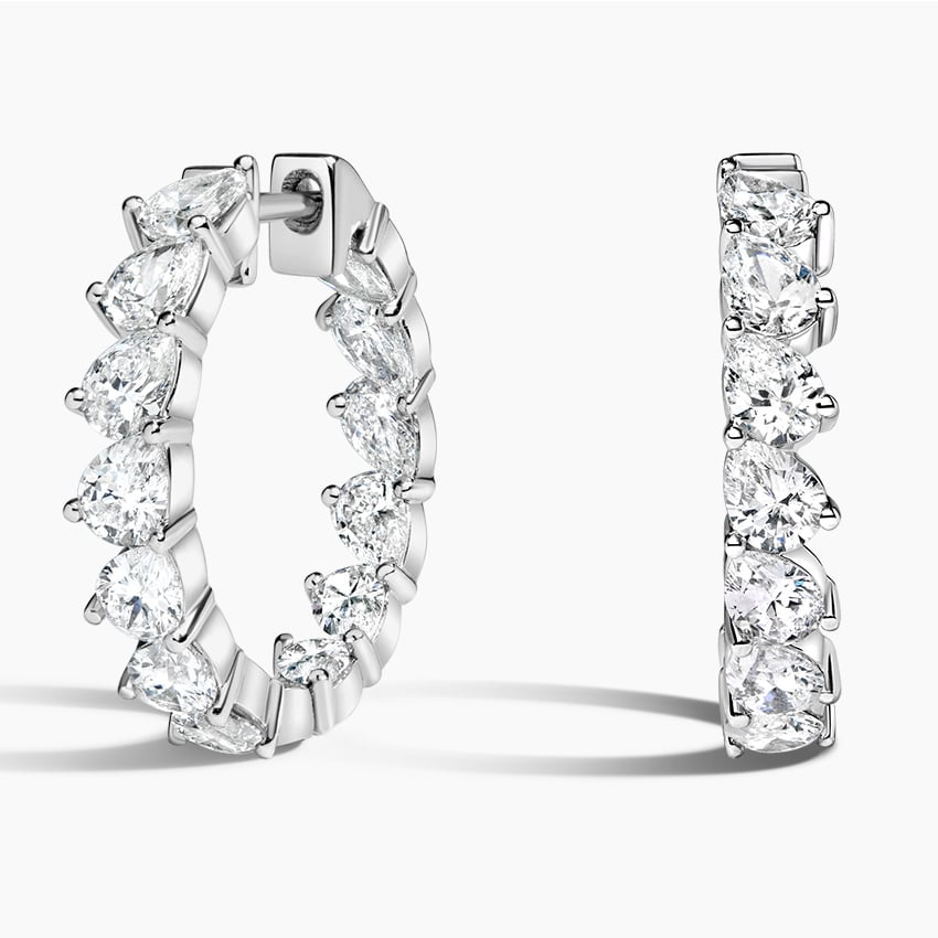 3 CTW Pear Cut Lab Grown Diamond Hoop Earrings