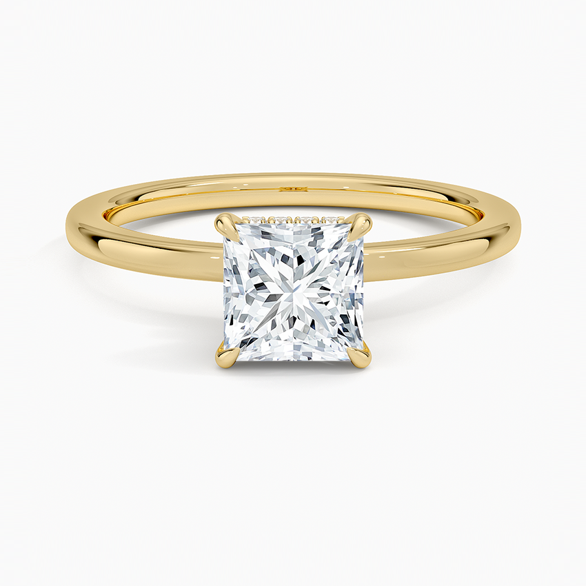1CT Princess Lab Grown Diamond Gold Solitaire Ring
