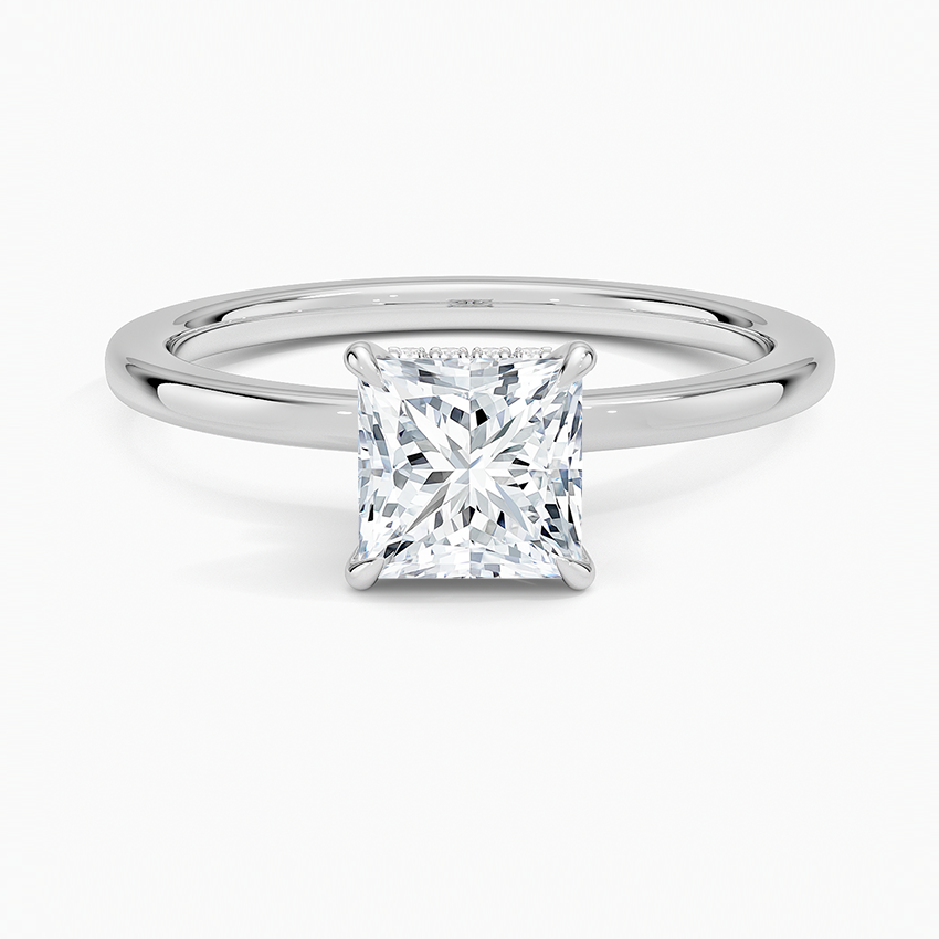 1CT Princess Lab Grown Diamond Gold Solitaire Ring