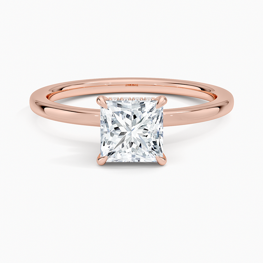 1CT Princess Lab Grown Diamond Gold Solitaire Ring