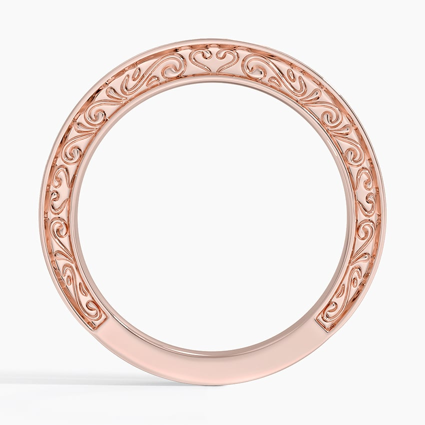 0.08 CTW CVD Lab Grown Diamond Antique Scroll Engraved Ring