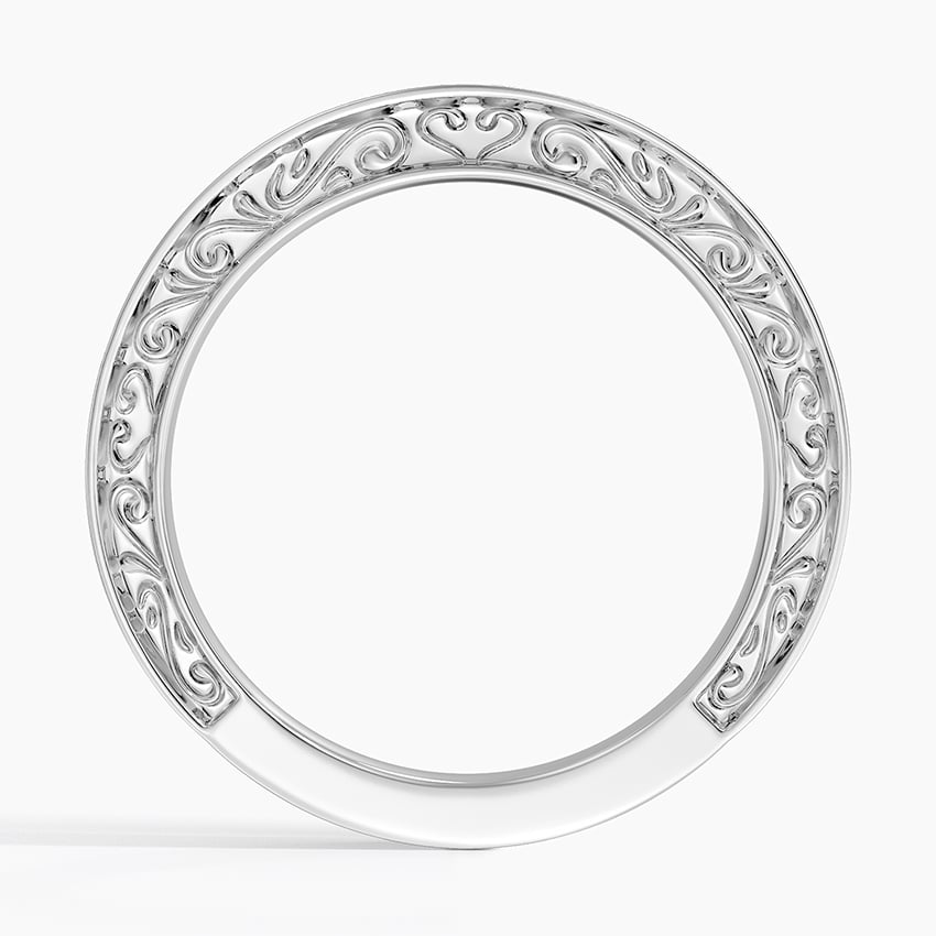 0.08 CTW CVD Lab Grown Diamond Antique Scroll Engraved Ring