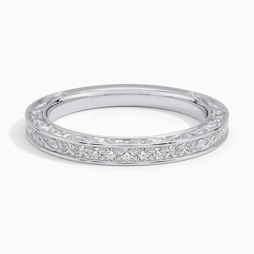 0.08 CTW CVD Lab Grown Diamond Antique Scroll Engraved Ring