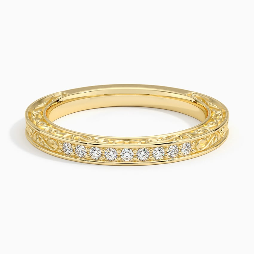 0.08 CTW CVD Lab Grown Diamond Antique Scroll Engraved Ring