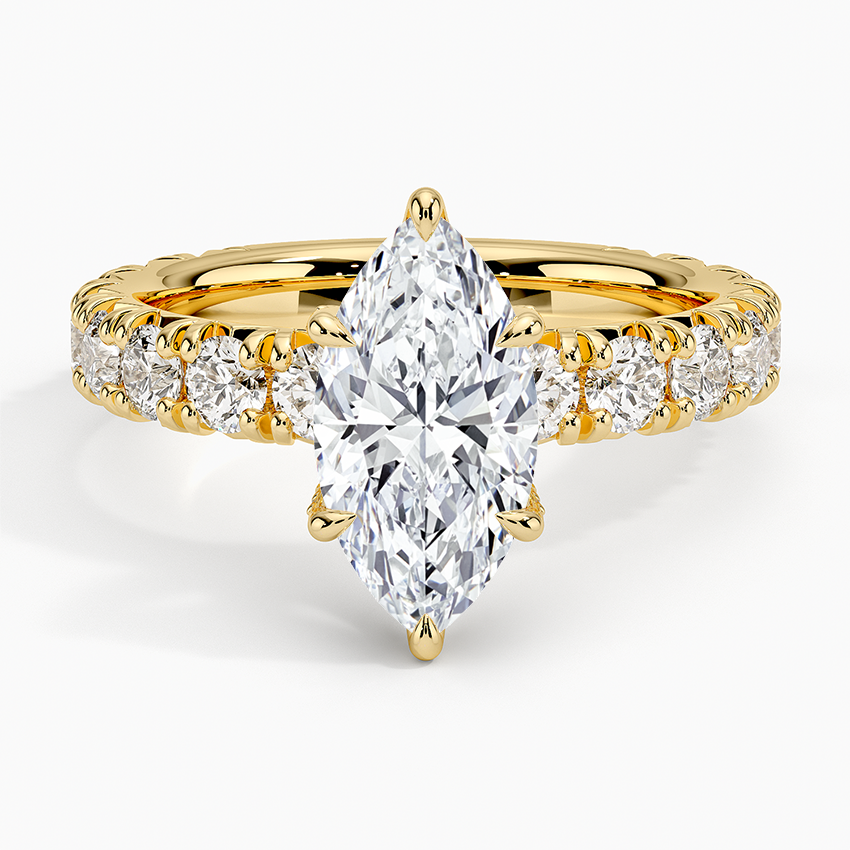 1 1/2CT Marquise Lab Grown Diamond Gold Engagement Ring