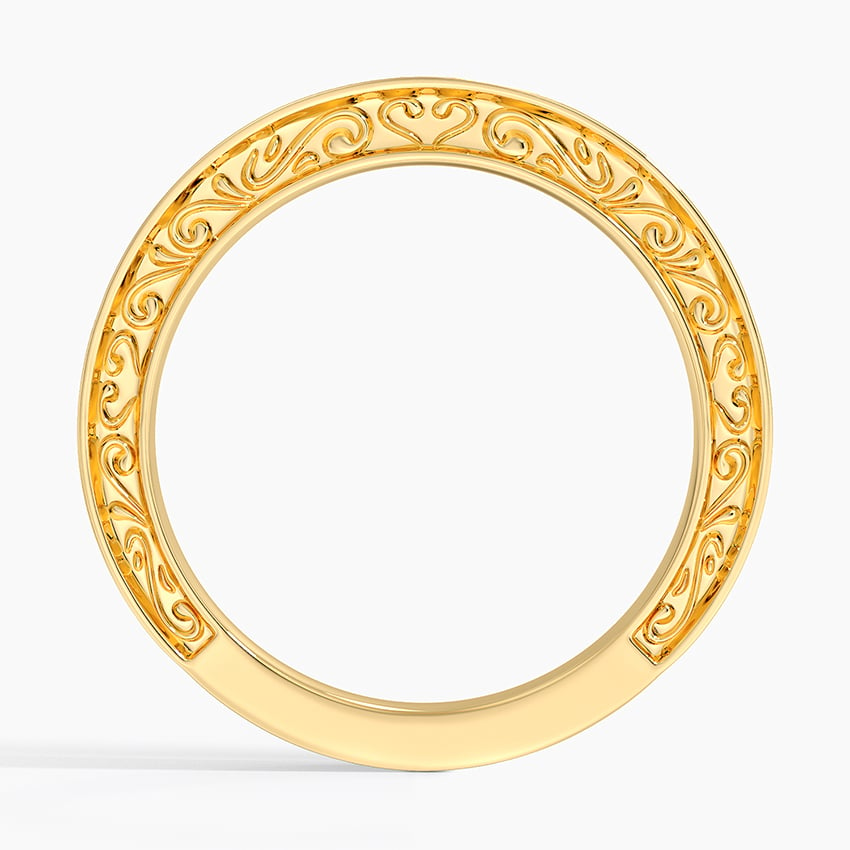 0.08 CTW CVD Lab Grown Diamond Antique Scroll Engraved Ring