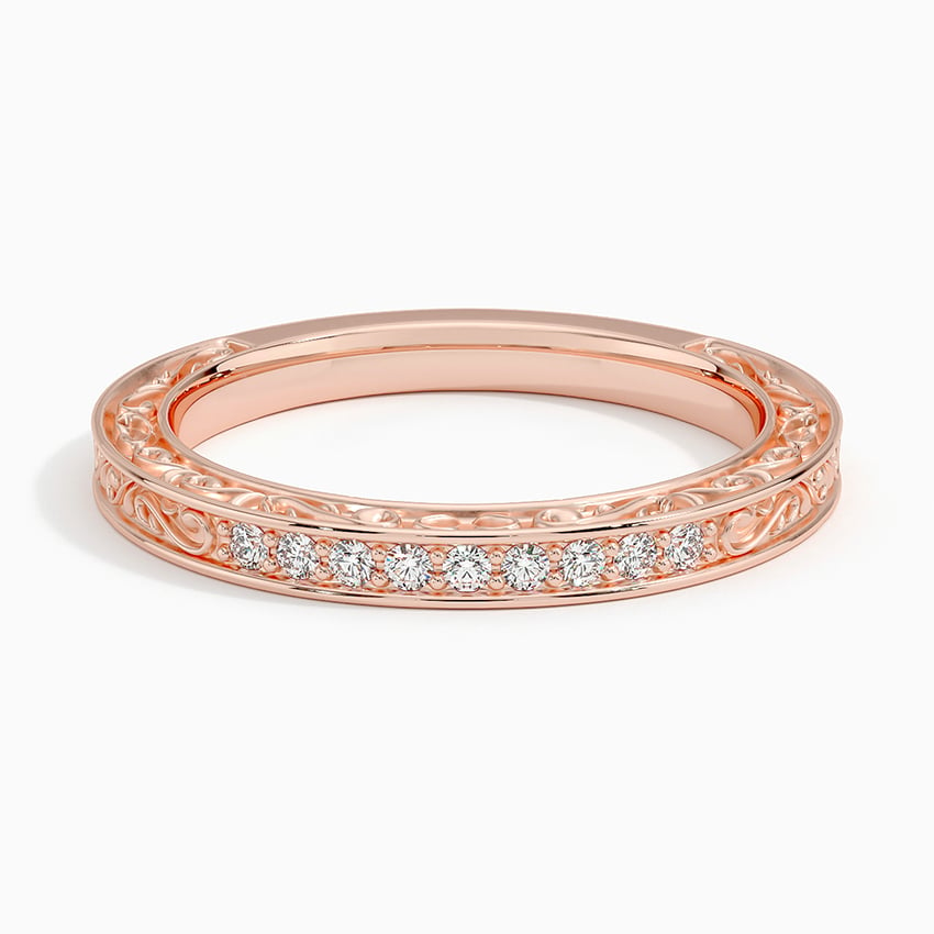 0.08 CTW CVD Lab Grown Diamond Antique Scroll Engraved Ring