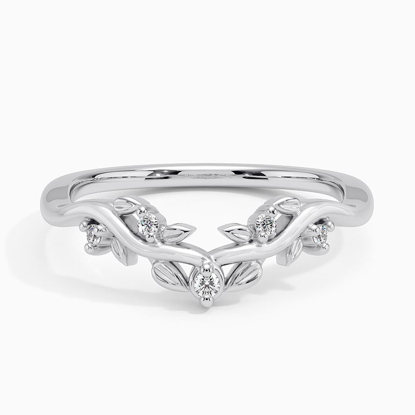 0.04CTW Round Lab Grown Diamonds White Gold Curved Band
