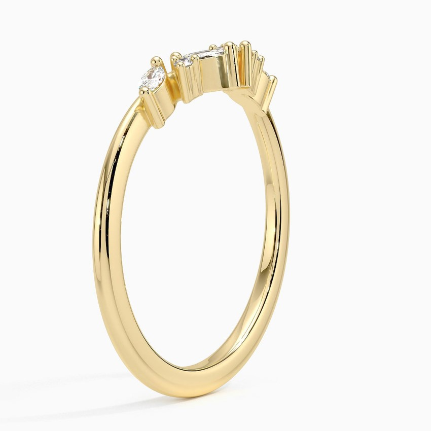 Marquise and Round 14k Gold Lab Grown Diamond Curved Wedding Band