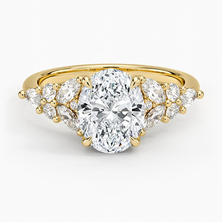 2 CT Oval Lab Grown Diamond Yellow Gold Engagement Ring