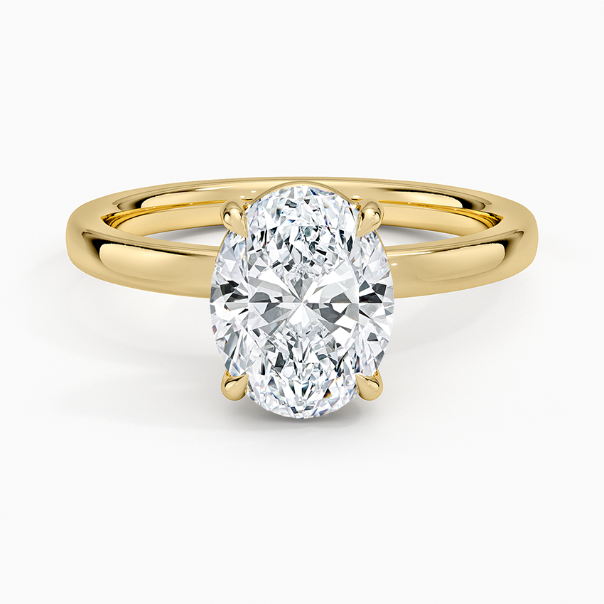 2CT Oval Lab Grown Diamond Gold Solitaire Ring