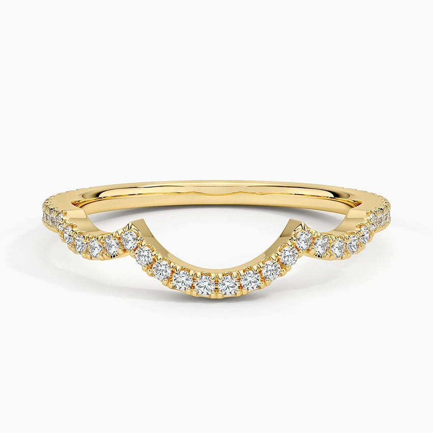 0.21 CTW Solid 10k Yellow Gold Vine Curved Lab Grown Diamond Ring