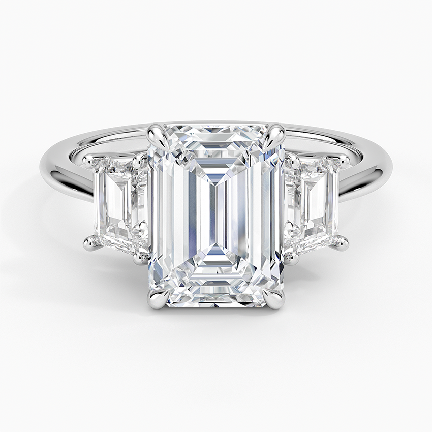 21/2 CT Emerald Lab Grown Diamond Gold Three Stone Ring