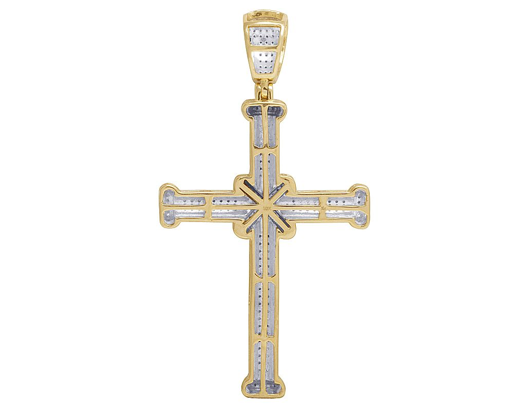 10K Yellow Gold Pave Lab Grown Diamond Cross Pendant