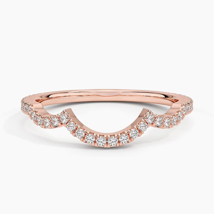 0.21 CTW Solid 10k Yellow Gold Vine Curved Lab Grown Diamond Ring