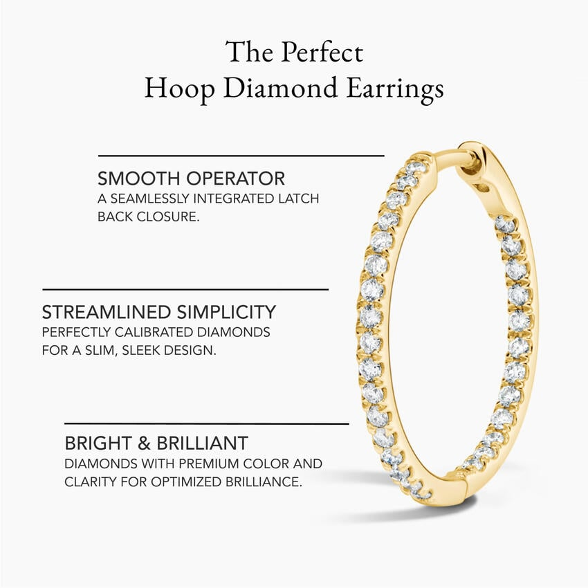 0.79 CTW Medium Size Hoop Lab Grown Diamond Earrings