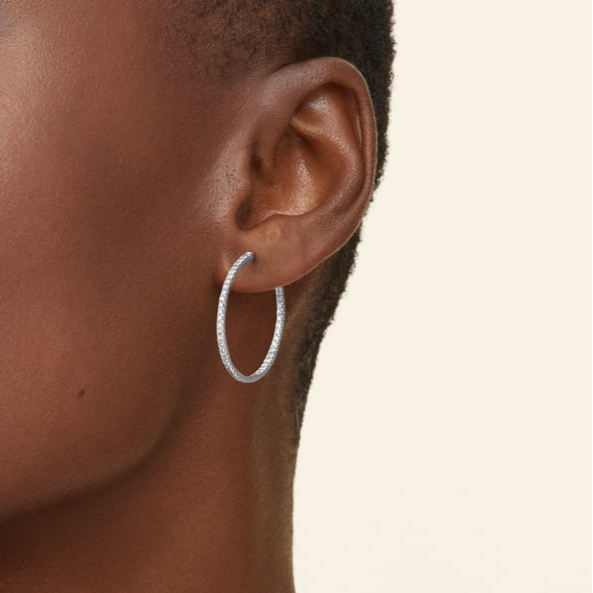 0.79 CTW Medium Size Hoop Lab Grown Diamond Earrings
