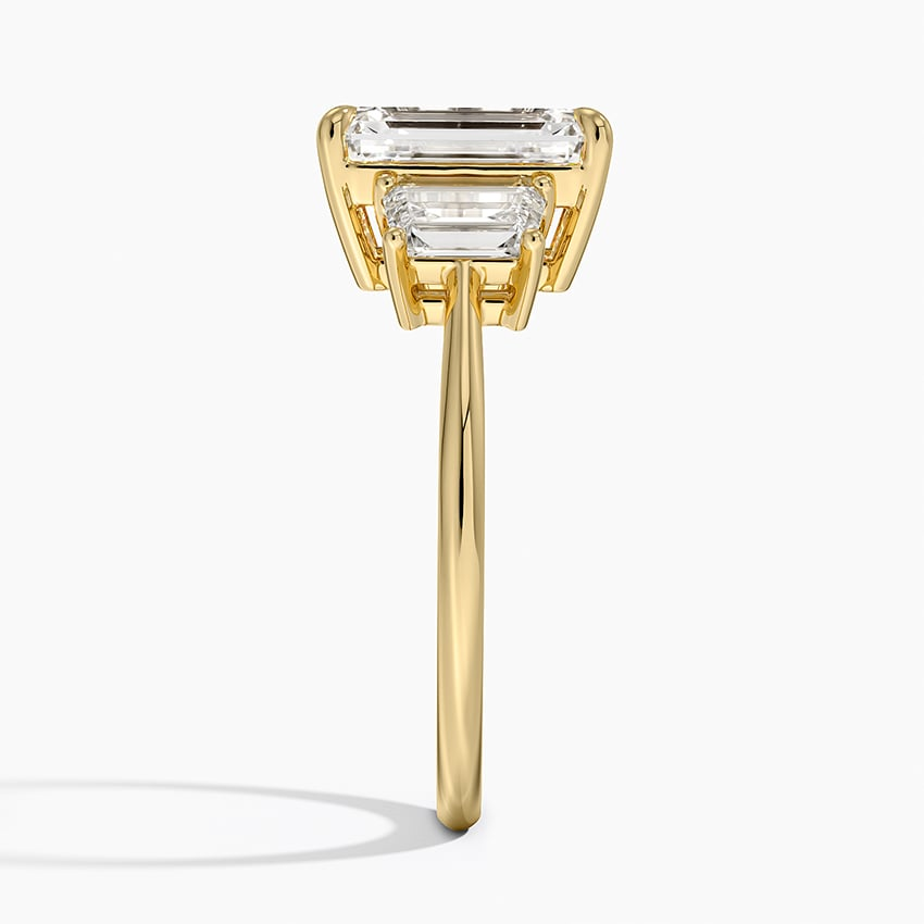 21/2 CT Emerald Lab Grown Diamond Gold Three Stone Ring