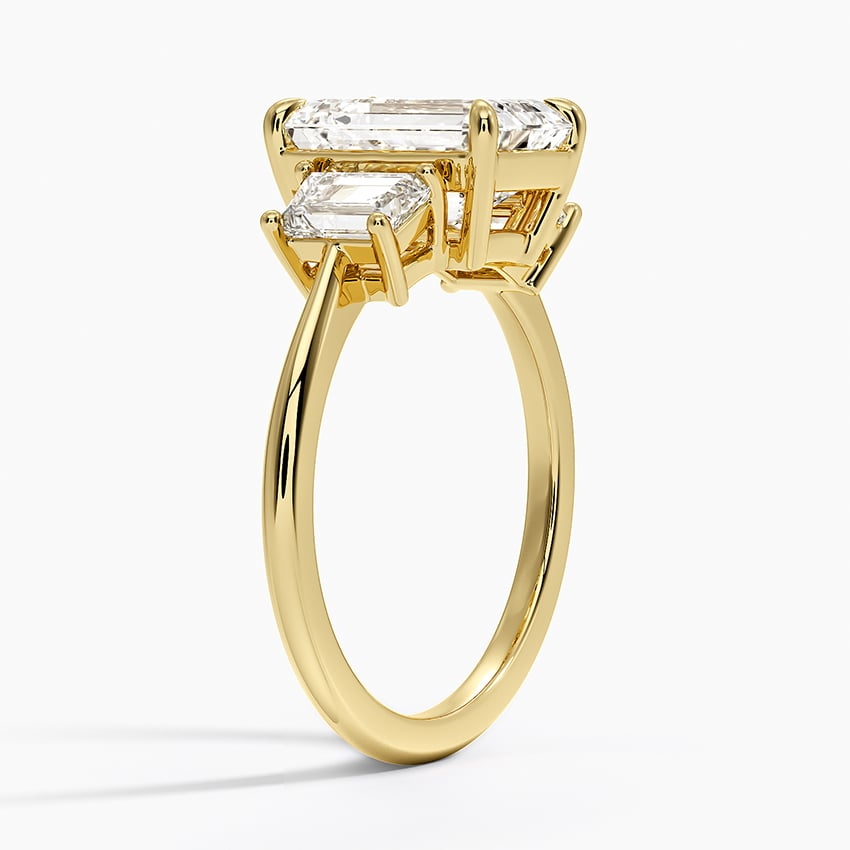21/2 CT Emerald Lab Grown Diamond Gold Three Stone Ring